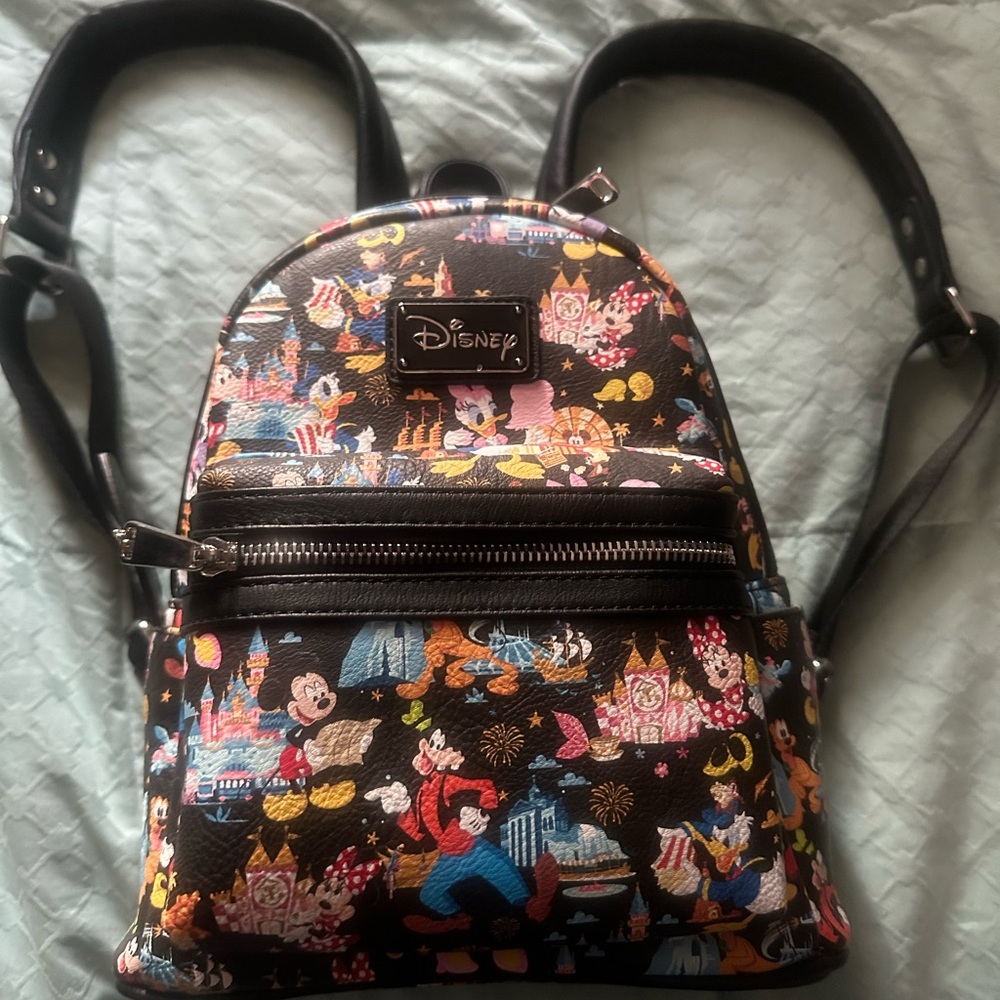 Disney Black Mini Backpack with Colorful Characters